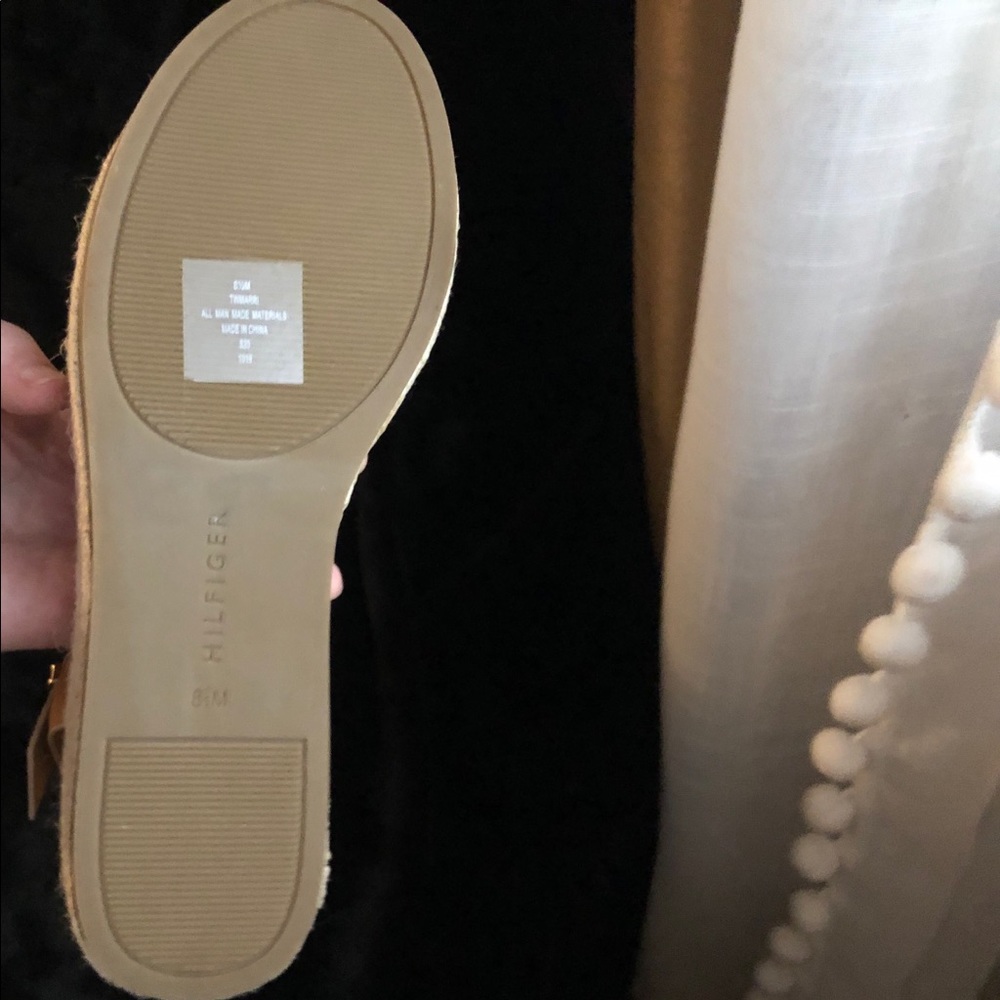 NWOT Tommy Hilfiger Tri-color Vegan 🌱 Leather Espadrille Jute Platform Sandals - Picture 8 of 11